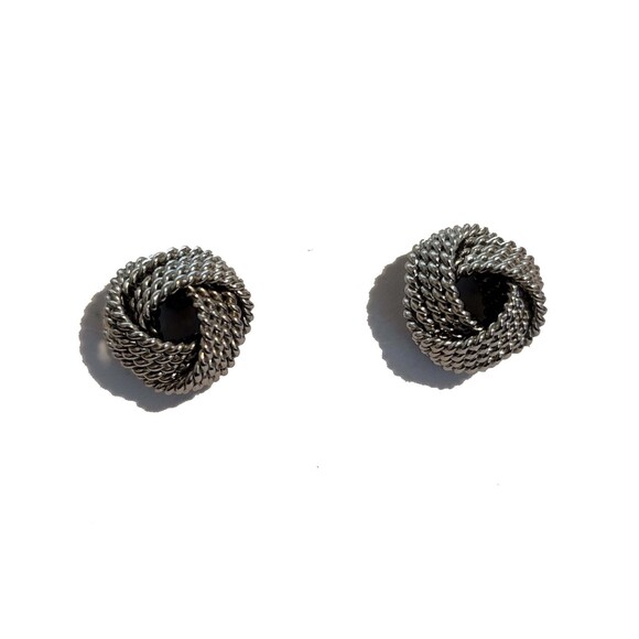 Silver Tone Knot Stud Earrings - Picture 1 of 1